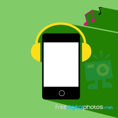 Phone Listen Headphone Music  Stock Image