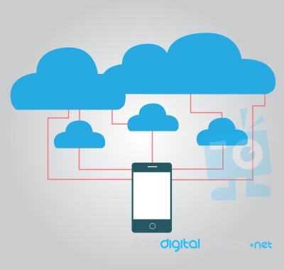 Phone Sent Data To Cloud  Icon Stock Image