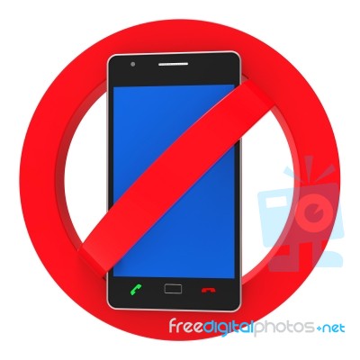 Phones Banned Indicates Prohibit Caution And Safety Stock Image