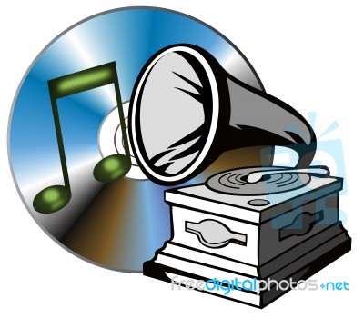 Phonograph With Treble Clef Stock Image