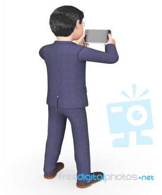 Photo Businessman Indicates Photograph Picture And Executive 3d Stock Image