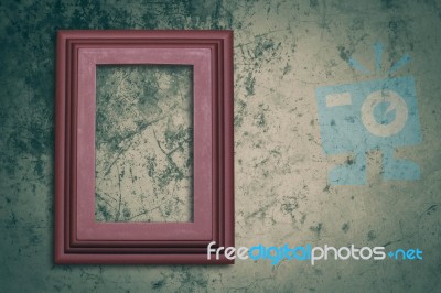 Photo Frame On Concrete Stock Photo