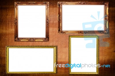 Photo Frame On Wooden Texture Stock Photo