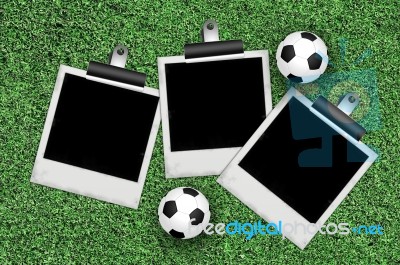 Photo Frames And Footballs Stock Image