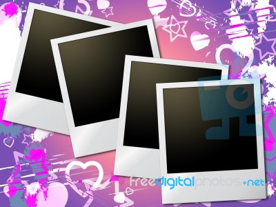 Photo Frames Means Valentine Day And Heart Stock Image