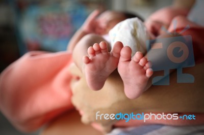 Photo Of Newborn Baby Feet Stock Photo