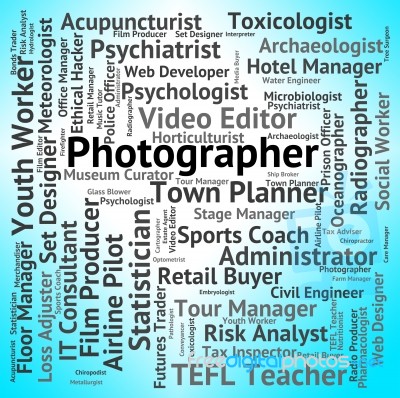 Photographer Job Representing Paparazzi Jobs And Documentarian Stock Image