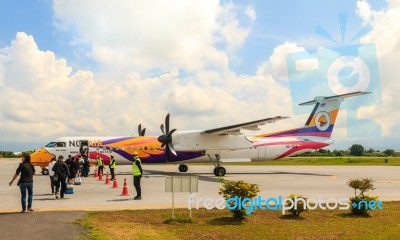 Phrae,thailand : October 29, 2016 - Phrae Airport And Nokair Pla… Stock Photo