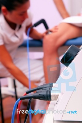 Physical Therapy With Capacitive And Resistive Energy Transfer Stock Photo