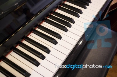 Piano Keyboard Colse Up Side View Stock Photo