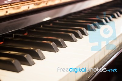 Piano Keyboard With Selective Focus Stock Photo