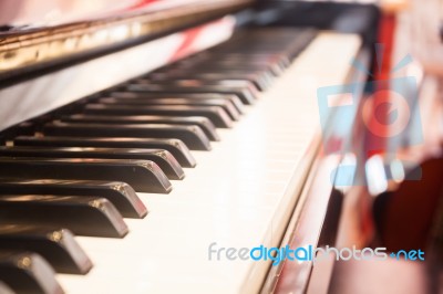 Piano Keyboard With Selective Focus Stock Photo