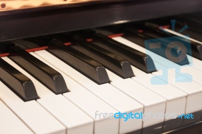 Piano Keyboard With Selective Focus Stock Photo