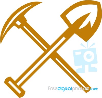 Pick Axe Shovel Crossed Retro Stock Image