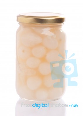 Pickled Onions Jar Stock Photo