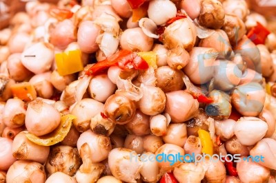 Pickled Onions With Spices Stock Photo