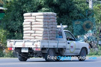 Pickup Cement Truck Stock Photo