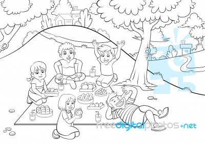 Picnic  For Colouring Stock Image