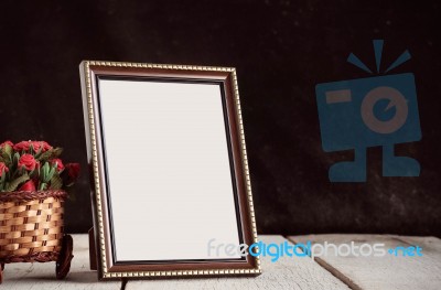 Picture Frames On Wooden Stock Photo