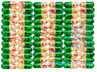 Picture Of Medicine Capsules Pattern Stock Photo