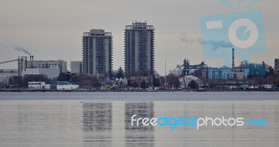 Picture With A View On The Harbor In Winter Stock Photo