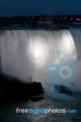 Picture With The Niagara Falls At Night Stock Photo