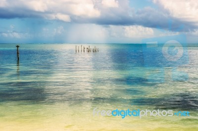 Picturesque Caribbean Sea Landscape View From Caye Caulker Islan… Stock Photo