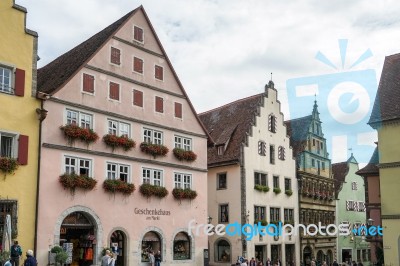 Picturesque Street In Rothenburg Stock Photo