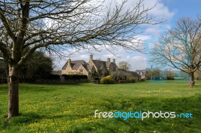 Picturesque Wyck Rissington Village In The Cotswolds Stock Photo