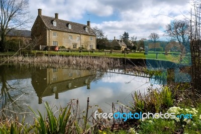 Picturesque Wyck Rissington Village In The Cotswolds Stock Photo