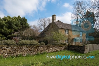 Picturesque Wyck Rissington Village In The Cotswolds Stock Photo