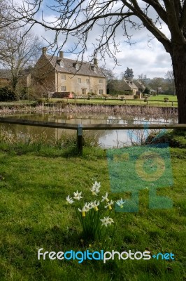 Picturesque Wyck Rissington Village In The Cotswolds Stock Photo