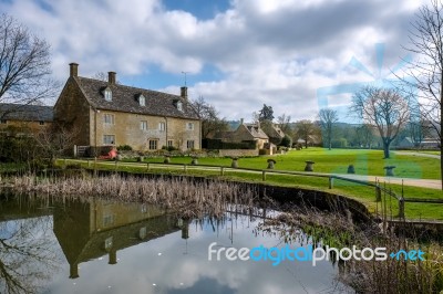 Picturesque Wyck Rissington Village In The Cotswolds Stock Photo