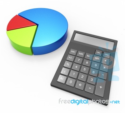 Pie Chart Calculation Indicates Business Graph And Accounting Stock Image