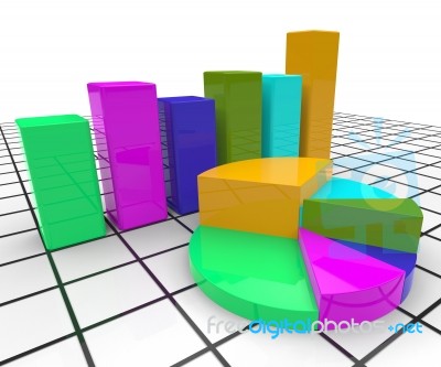 Pie Chart Report Indicates Business Graph And Document Stock Image