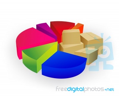 Pie Chart With Boxes Stock Image