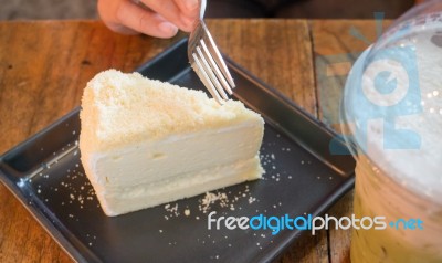 Piece Of Homemade Cheese Cake Stock Photo