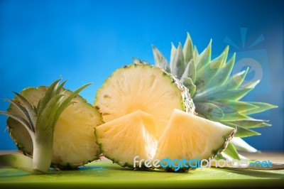 Piece Of  Pineapple Sliced Stock Photo