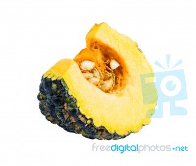 Piece Of Pumpkin Isolated On White Background,with Clipping Path… Stock Photo