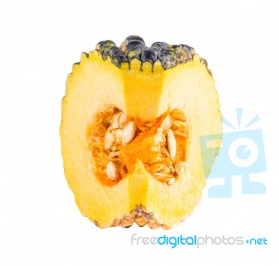 Piece Of Pumpkin Isolated On White Background,with Clipping Path… Stock Photo