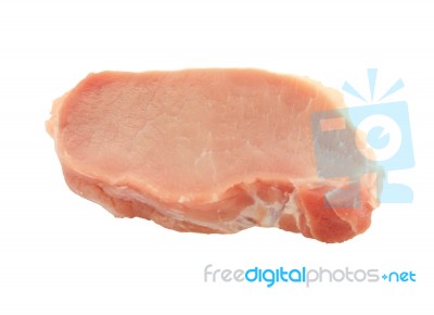 Piece Of Raw Sliced Red Pork On White Background Stock Photo