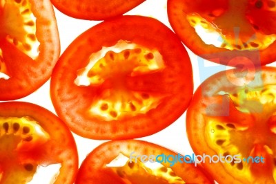 Pieces Of Sliced Tomato Stock Photo