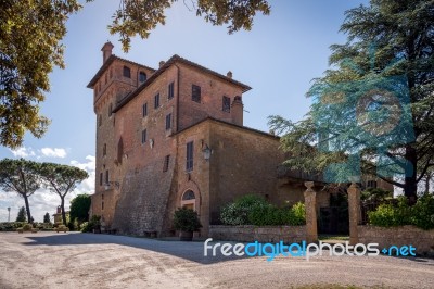 Pienza, Tuscany/italy - May 17 : Palazzo Massaini Near Pienza In… Stock Photo