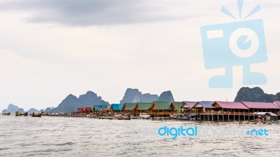 Pier And Floating Restaurant At Koh Panyee Island Stock Photo