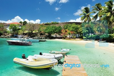 Pier In St Joan Island Stock Photo