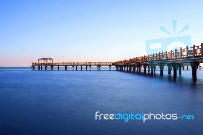 Pier Or Bridge On Sea In Ansan, South Korea Stock Photo