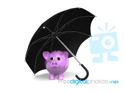 Pig And Umbrella Stock Image