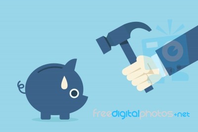 Piggy Bank And Hammer Stock Image