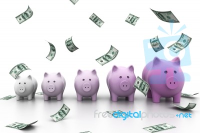 Piggy Bank In A Row Stock Image