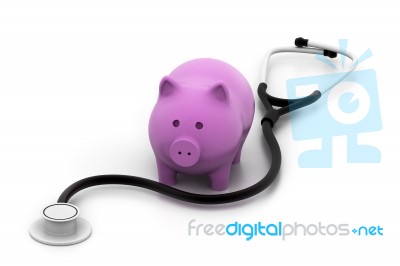 Piggy Bank With Stethoscope Stock Image